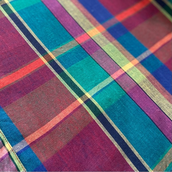 🌈 Tangibles, Vintage Cirque Arc-En-Ciel Madras Plaid Dress - Picture 6 of 16